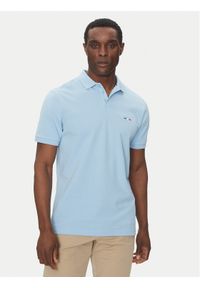 Hechter Paris Polo Pique H-Eco 74004 151902 Błękitny Regular Fit. Typ kołnierza: polo. Kolor: niebieski. Materiał: bawełna