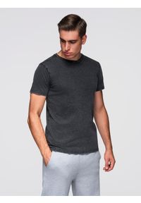 Ombre Clothing - T-shirt męski z efektem sprania – czarny V1 - Rozmiar: M. Kolor: czarny. Materiał: jeans, dzianina, bawełna, materiał. Długość rękawa: krótki rękaw. Długość: krótkie. Sezon: lato. Styl: klasyczny