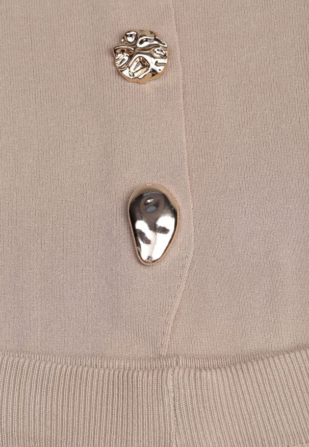 Born2be - Jasnobrązowy Komplet z Wiskozą Kamizelka z Ozdobami 3D i Szerokie Spodnie Eleti. Kolor: brązowy. Materiał: wiskoza. Wzór: aplikacja