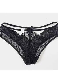 Intica - Figi koronkowe z dużym wycięciem dla podkreślenia sylwetki Drenusha. Kolor: czarny. Materiał: koronka. Wzór: koronka #4