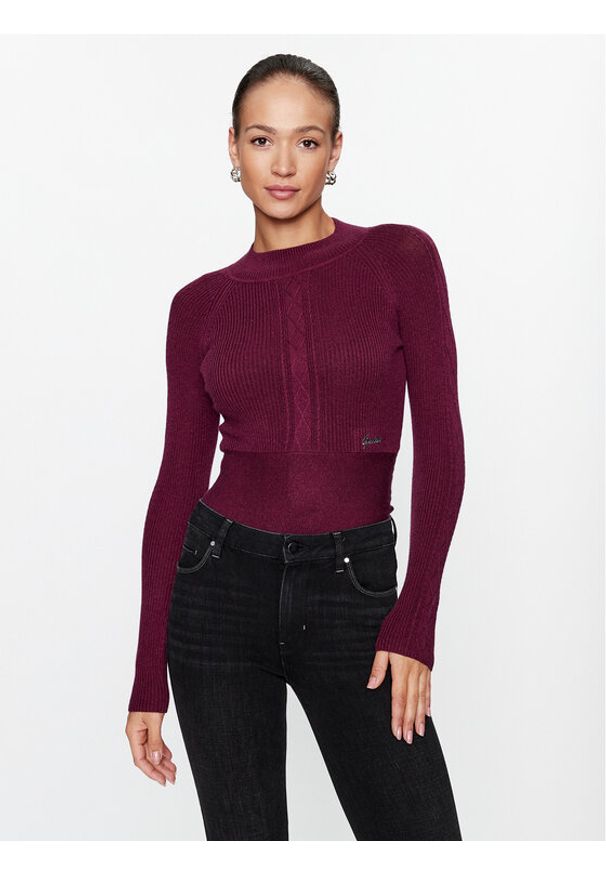 Sweter Guess. Kolor: czerwony. Materiał: syntetyk