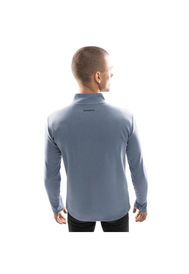 SIROKO - Męska bluza treningowa z suwakiem pod szyją Fitness Siroko Blur. Kolor: niebieski. Materiał: materiał. Długość: krótkie. Sport: fitness