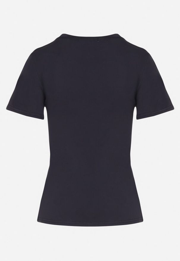 Born2be - Granatowy Klasyczny T-shirt z Bawełny Lorali. Okazja: na co dzień, na spacer. Kolor: niebieski. Materiał: bawełna. Wzór: gładki. Styl: klasyczny