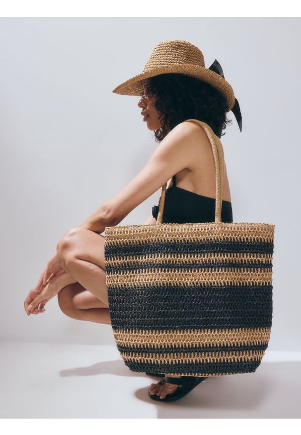 Reserved - Pleciona torebka shopper - wielobarwny