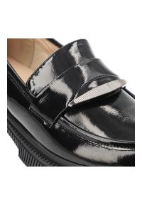 Czarne Mokasyny S.Barski Eleganckie Obuwie Damskie. Okazja: na co dzień. Zapięcie: pasek. Kolor: czarny. Materiał: skóra, lakier. Styl: elegancki