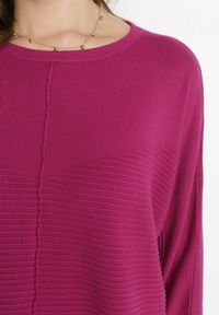 Born2be - Fioletowy Sweter z Rękawem Nietoperz Anfrei. Kolor: fioletowy. Materiał: tkanina. Długość rękawa: długi rękaw. Długość: długie #4