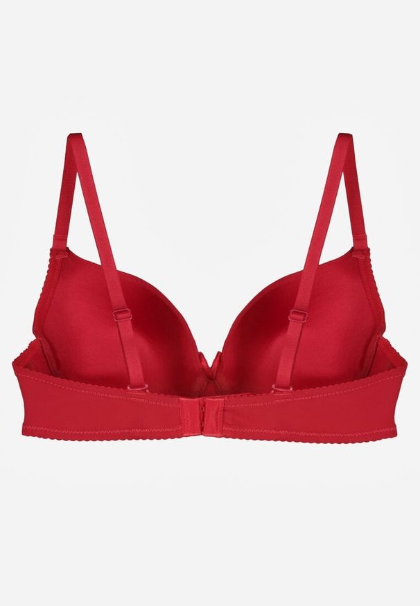 Renee - Bordowy Gładki Biustonosz o Klasycznym Fasonie Arriethia. Kolor: czerwony. Wzór: gładki