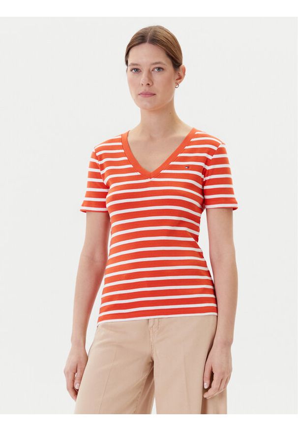 TOMMY HILFIGER - Tommy Hilfiger T-Shirt New Cody WW0WW40584 Pomarańczowy Slim Fit. Kolor: pomarańczowy