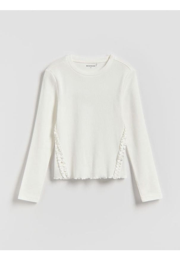 Reserved - Bluzka z falbanką - złamana biel. Materiał: bawełna