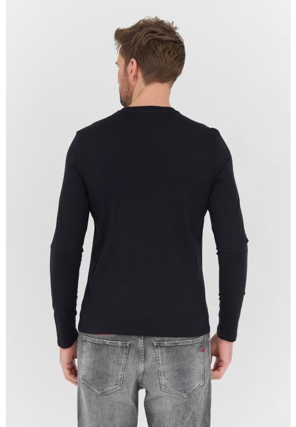 Guess - GUESS Czarny męski longsleeve Original Logo Tee, Rozmiar XL. Kolor: czarny. Długość rękawa: długi rękaw