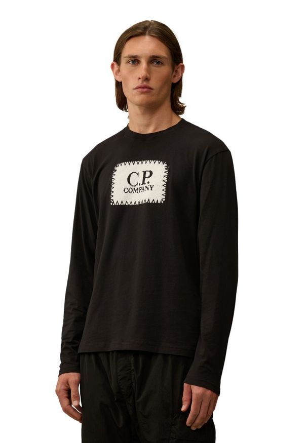 C.P. Company - C.P. COMPANY Czarny męski longsleeve. Kolor: czarny. Materiał: bawełna. Długość rękawa: długi rękaw