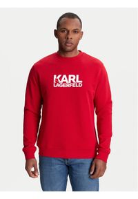Karl Lagerfeld - KARL LAGERFELD Bluza 705091 553917 Czerwony Regular Fit. Typ kołnierza: dekolt w karo. Kolor: czerwony. Materiał: bawełna