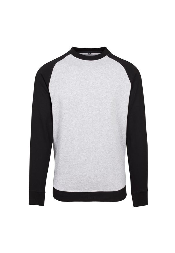 BUILD YOUR BRAND - Męska Koszulka Raglan Z Okrągłym Dekoltem. Kolor: wielokolorowy, czarny, szary. Długość rękawa: raglanowy rękaw