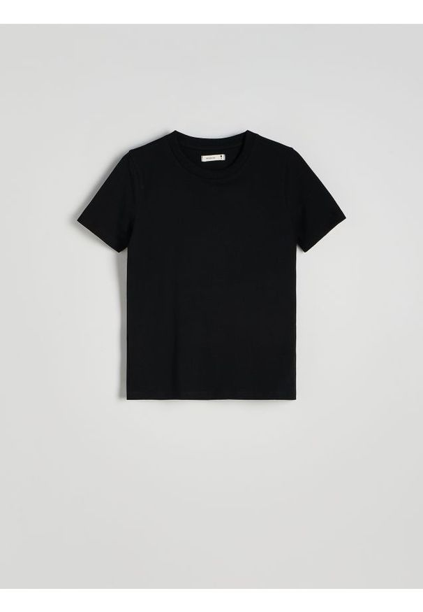 Reserved - T-shirt regular - czarny. Kolor: czarny. Materiał: bawełna, dzianina