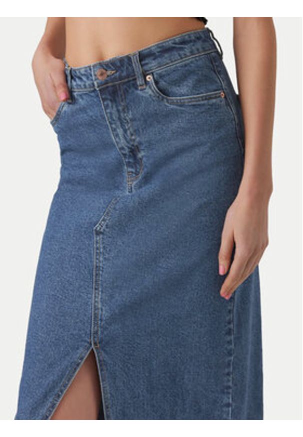 Vero Moda Spódnica jeansowa Veri 10295731 Niebieski Regular Fit. Kolor: niebieski. Materiał: bawełna