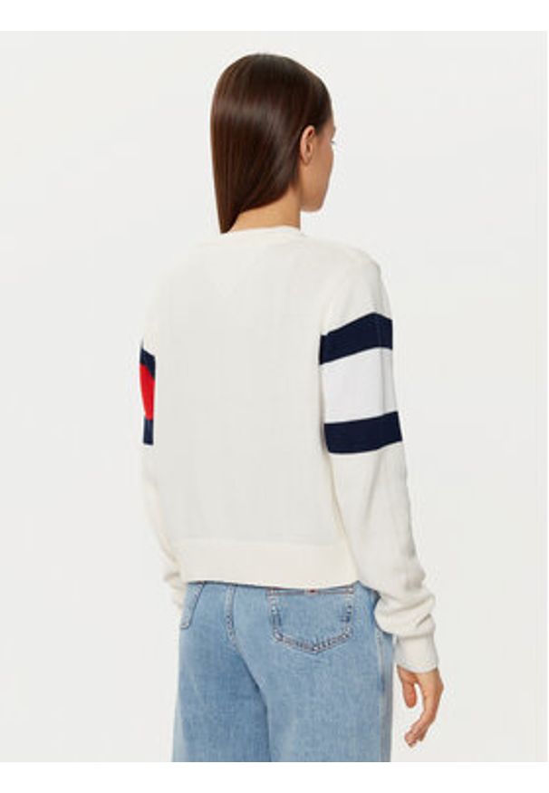 Tommy Jeans Sweter Center Flag DW0DW19335 Écru Regular Fit. Materiał: bawełna