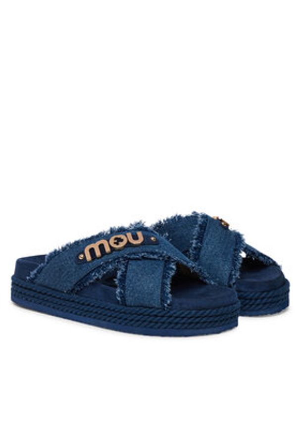 Mou Klapki Criss-cross MU.SW451004K Niebieski. Kolor: niebieski. Materiał: materiał