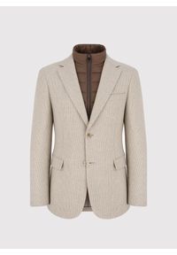 Pako Lorente - PAKO LORENTE - Beżowa marynarka męska z odpinaną stójką. Okazja: na co dzień. Typ kołnierza: kołnierzyk stójkowy. Kolor: beżowy. Materiał: wełna, poliester. Sezon: jesień. Styl: casual #5