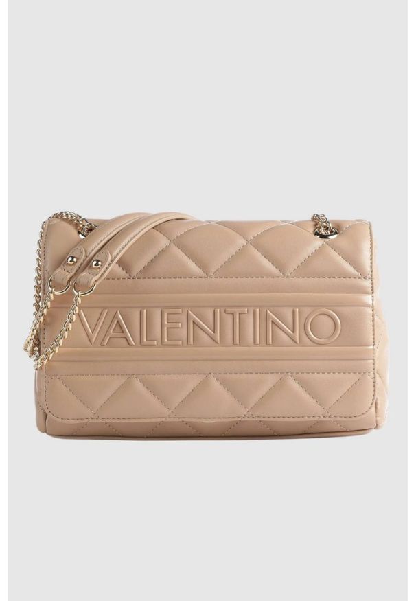 Valentino by Mario Valentino - VALENTINO Beżowa torebka Ada Flap Bag. Kolor: beżowy. Materiał: pikowane. Rodzaj torebki: na ramię