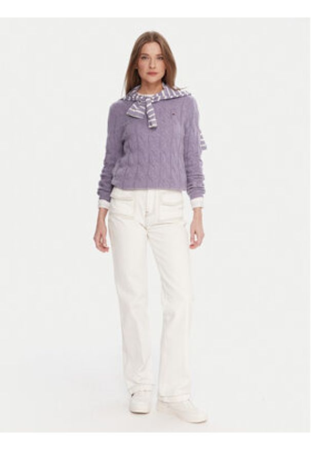 TOMMY HILFIGER - Tommy Hilfiger Sweter WW0WW43586 Fioletowy Regular Fit. Kolor: fioletowy. Materiał: wełna