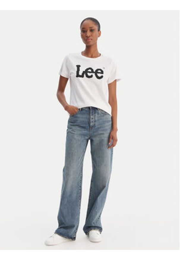 Lee T-Shirt Logo Tee L42UER12 112109470 Biały Regular Fit. Kolor: biały. Materiał: bawełna