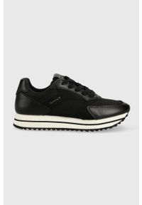 GANT - Gant sneakersy Bevinda kolor czarny. Nosek buta: okrągły. Zapięcie: sznurówki. Kolor: czarny. Materiał: skóra, guma, włókno, materiał. Obcas: na platformie