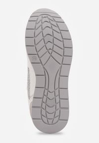 Renee - Białe Sneakersy na Platformie Ozdobione Metalicznymi Wstawkami i Siateczką Zitina. Kolor: biały. Materiał: jeans, dresówka. Wzór: aplikacja. Obcas: na platformie #6