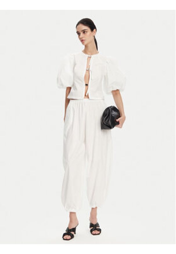Pinko - PINKO Spodnie materiałowe 105210 A2LD Biały Relaxed Fit. Kolor: biały. Materiał: bawełna