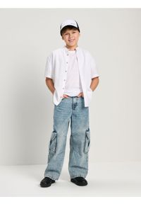 Sinsay - Koszula z domieszką lnu - biały. Kolor: biały. Materiał: len