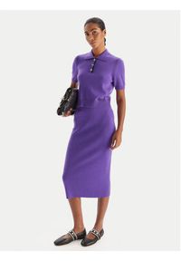 Pinko - PINKO Sweter Gorgona 105450 A2Q9 Fioletowy Regular Fit. Kolor: fioletowy. Materiał: wełna #4