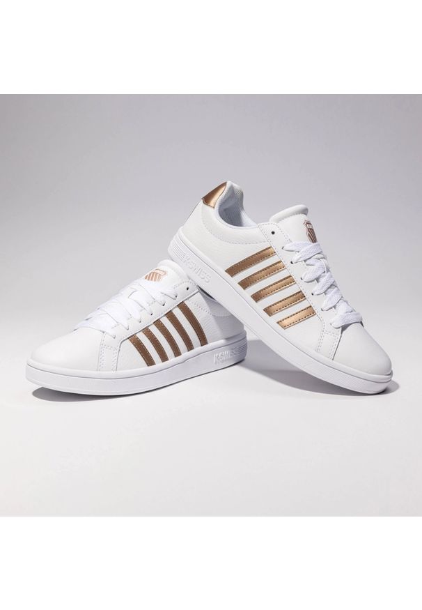 Sneakersy damskie sportowe K-Swiss COURT TIEBREAK białe buty z naturalnej skóry. Kolor: biały. Materiał: skóra
