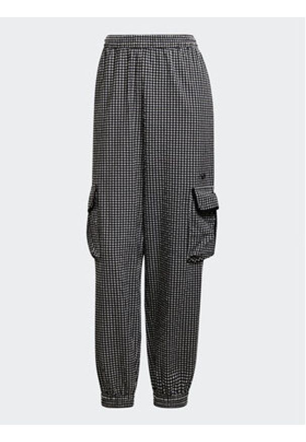 Adidas - adidas Spodnie materiałowe Gingham HB9456 Czarny Loose Fit. Kolor: czarny. Materiał: bawełna, materiał
