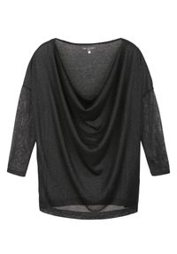 TOP SECRET - Oversizowy sweter damski z dekoltem typu woda. Okazja: na co dzień. Kolor: czarny. Długość rękawa: krótki rękaw. Sezon: zima, jesień. Styl: casual, elegancki #5