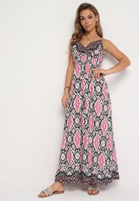 Born2be - Czarna Taliowana Sukienka z Wiskozy na Regulowanych Ramiączkach z Gumką w Pasie Zenadea. Okazja: na co dzień. Kolor: czarny. Materiał: wiskoza. Długość rękawa: na ramiączkach. Sezon: lato. Styl: wizytowy, casual #7