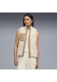 Puma - Damska dwustronna kamizelka hybrydowa z dzianiną typu baranek PUMA. Kolor: beżowy, wielokolorowy, biały. Materiał: dzianina. Wzór: gładki. Sport: bieganie #2