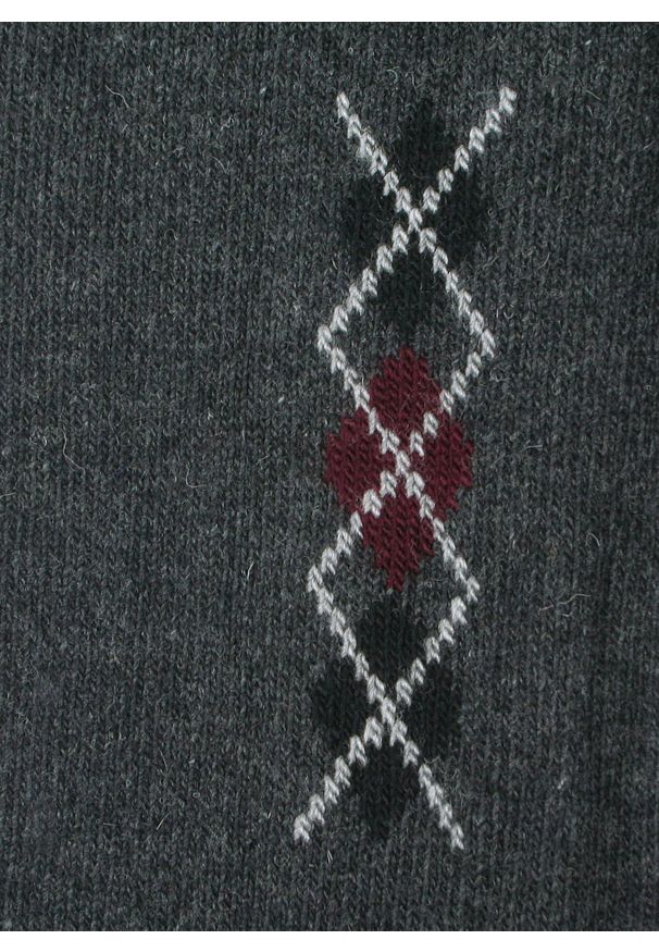 His Story - Ciepłe Wełniane Skarpetki Zimowe - Grafit, Geometryczny Wzór. Materiał: poliamid, wełna, elastan. Wzór: geometria