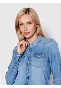 Guess Koszula W2GH75 D4NA1 Niebieski Slim Fit. Kolor: niebieski. Materiał: bawełna