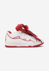 Renee - Biało-Czerwone Sneakersy z Dekoracyjnym Sznurowaniem i Wstawką na Języku Cristen. Kolor: biały