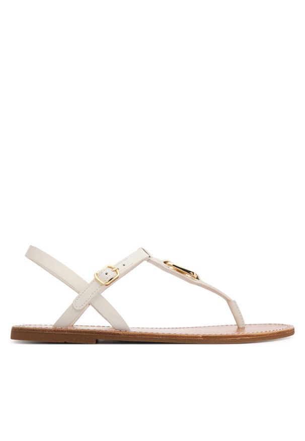 TOMMY HILFIGER - Tommy Hilfiger Sandały Leather Thong Sandal FW0FW09127 Biały. Kolor: biały. Materiał: skóra