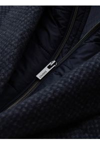 Ombre Clothing - Rozpinany męski płaszcz z wełną – granatowy V1 - Rozmiar: XXL. Kolor: niebieski. Materiał: wełna. Sezon: zima. Styl: elegancki
