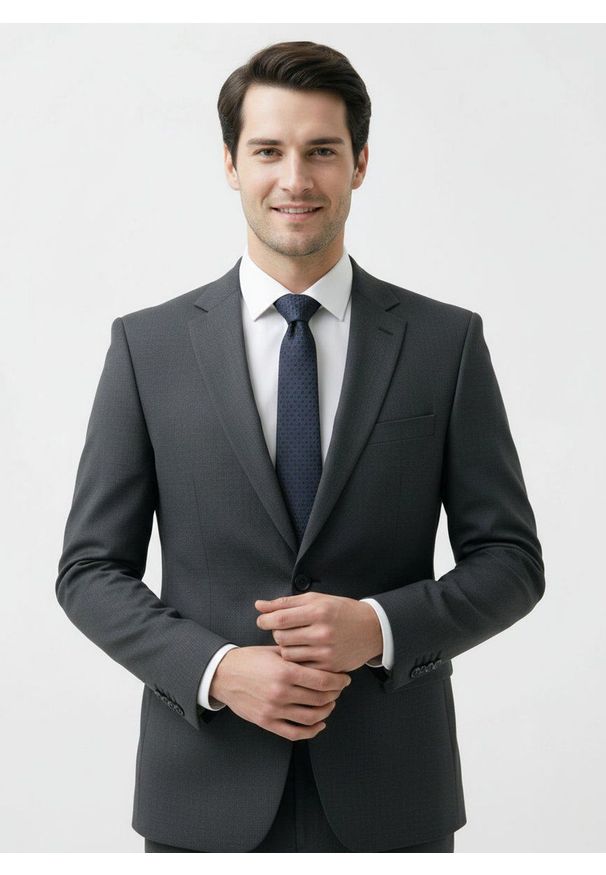 Krawat Męski - Angelo di Monti - Granatowy, Drobny Wzorek. Kolor: niebieski. Materiał: tkanina. Styl: elegancki, wizytowy