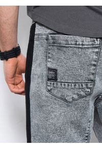 Ombre Clothing - Krótkie spodenki męskie jeansowe - szare V4 W363 - XXL. Kolor: szary. Materiał: jeans. Długość: krótkie #9