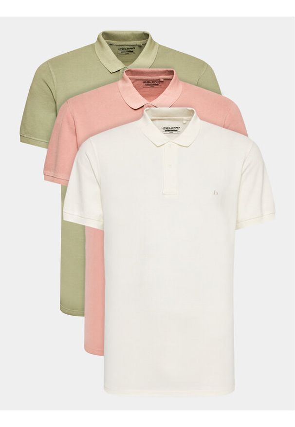 Blend Komplet 3 koszulek polo 20715947 Kolorowy Regular Fit. Typ kołnierza: polo. Materiał: bawełna. Wzór: kolorowy