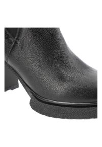 Czarne Botki Lemar Ocieplane Skórzane Buty Na Obcasie. Kolor: czarny. Materiał: skóra. Szerokość cholewki: normalna. Sezon: jesień. Obcas: na obcasie. Styl: elegancki. Wysokość obcasa: średni #4