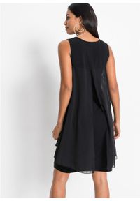 Sukienka z dżerseju i szyfonu bonprix czarny. Kolor: czarny. Materiał: szyfon, jersey. Styl: elegancki #2