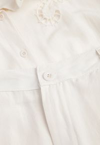 Renee - Beżowy Boho Komplet z Bawełną Koszula i Spodnie z Ażurowymi Zdobieniami Runesa. Kolor: beżowy. Materiał: bawełna. Wzór: aplikacja, ażurowy #4