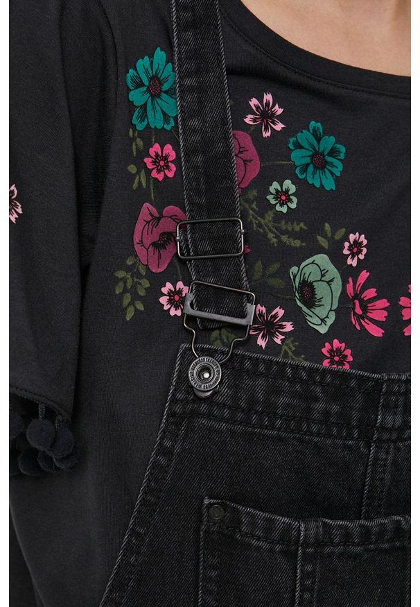 medicine - Medicine - Ogrodniczki Denim. Okazja: na co dzień. Stan: podwyższony. Kolor: czarny. Styl: casual