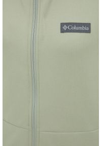 columbia - Columbia bluza sportowa Windgates damska kolor zielony z kapturem wzorzysta. Typ kołnierza: kaptur. Kolor: zielony. Materiał: skóra, materiał, włókno. Długość rękawa: raglanowy rękaw. Styl: sportowy