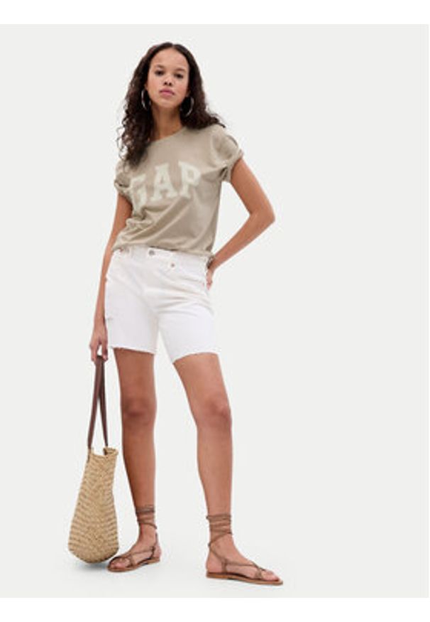 GAP - Gap T-Shirt 663921-01 Beżowy Regular Fit. Kolor: beżowy. Materiał: bawełna