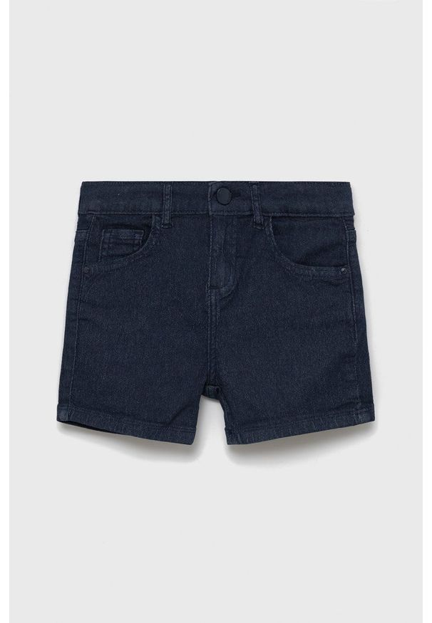 Guess Szorty jeansowe dziecięce kolor granatowy gładkie regulowana talia. Okazja: na co dzień. Kolor: niebieski. Materiał: jeans. Wzór: gładki. Styl: casual